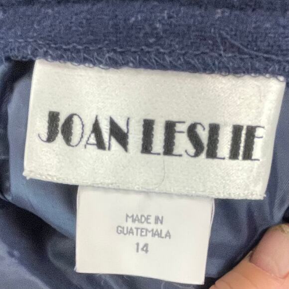Vintage Joan Leslie Wool Blend Pencil Skirt Women’s 14 Navy Blue Classic Office - Picture 2 of 9